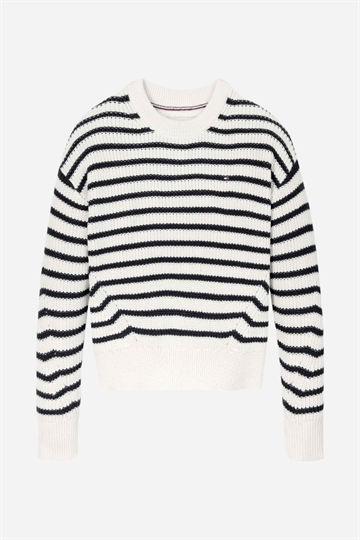 Tommy Hilfiger Essential Stripe Sweater - Ancient White / Desert Sky Stripe